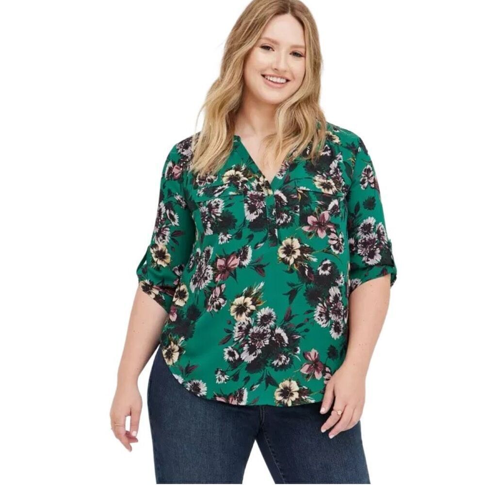 New! Torrid Green Floral Harper Tunic Sz 5X